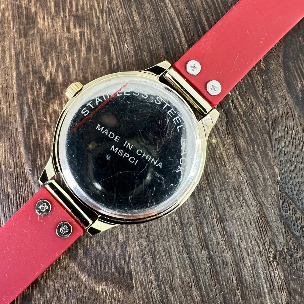 Red Silicone & Gold Tone Watch W1